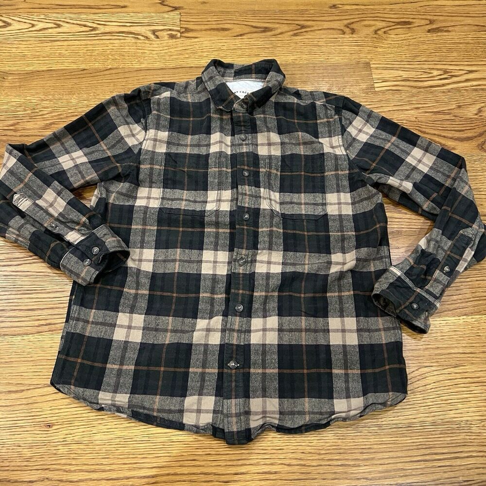 Fat Face Button Up Flannel Shirt Mens Size Large Plaid Regular Fit Cotton Casual